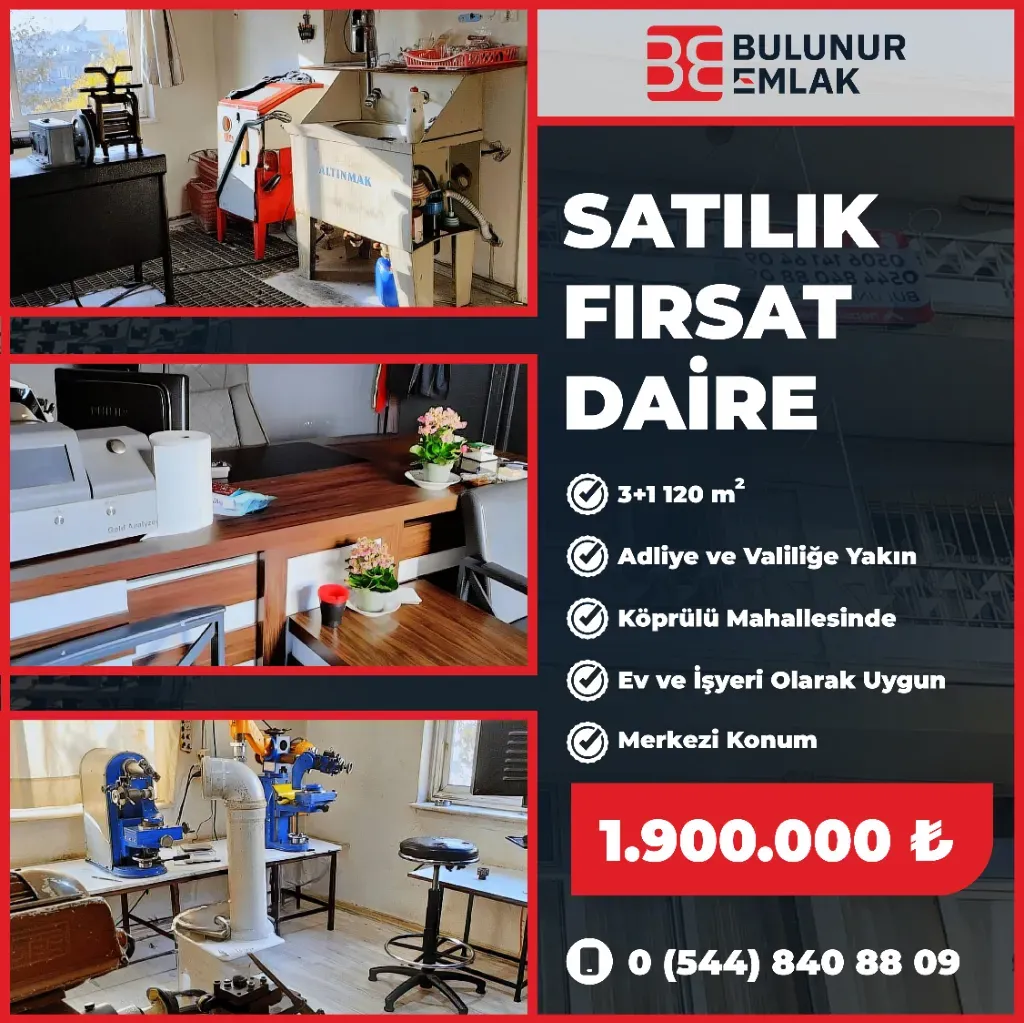 BULUNUR EMLAK TAN SATILIK 3+1 FIRSAT DAİRE