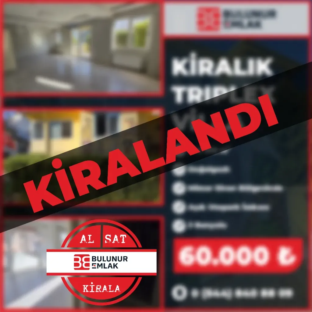 BULUNUR EMLAKTA MİMAR SİNANDA KİRALIK 5+2 TRIPLEKS VİLLA