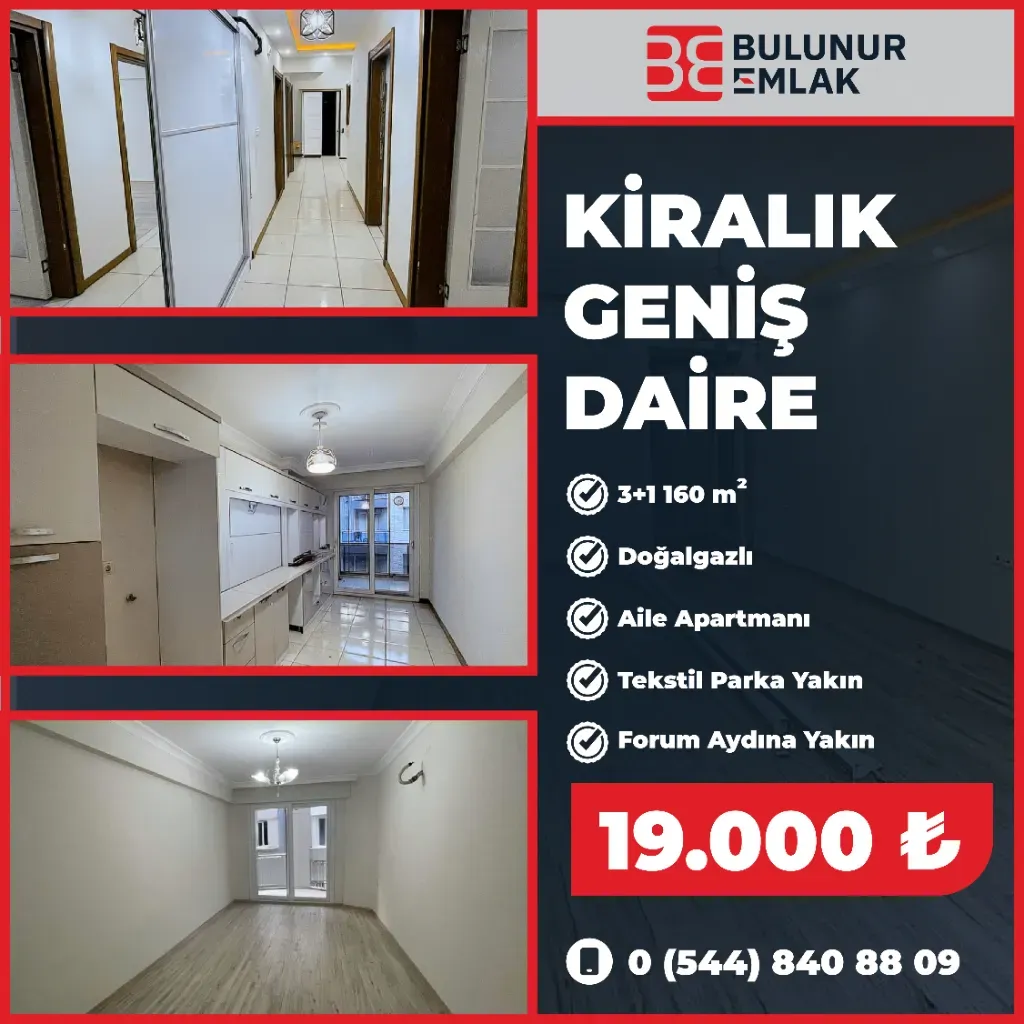 BULUNUR EMLAKTAN ORTA MAHALLEDE 3+1 KİRALIK DAİRE